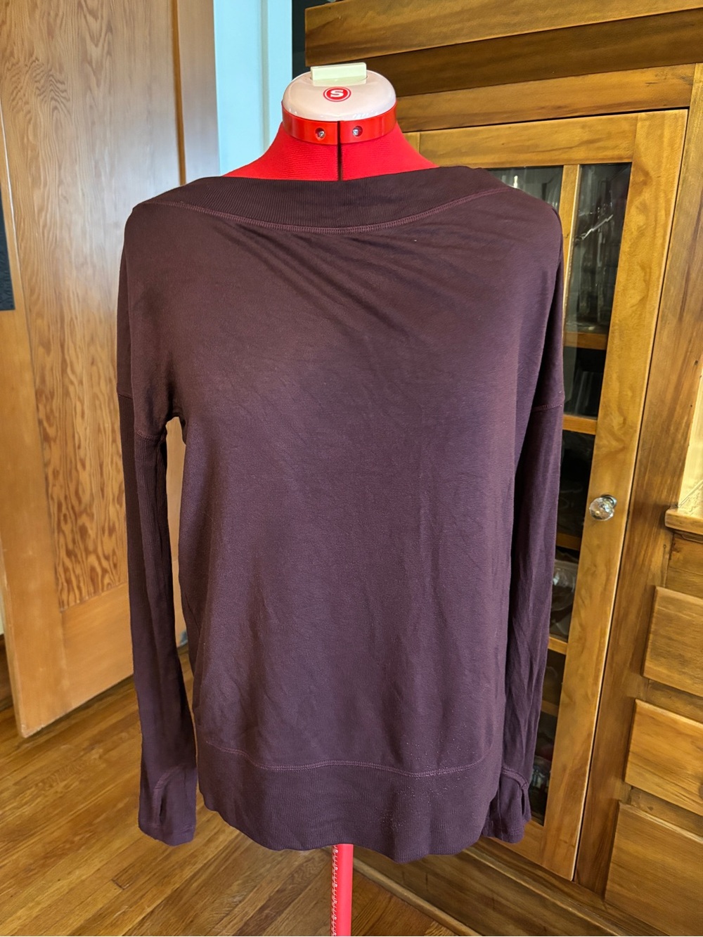 Athleta Women's Long-Sleeve Off the Shoulder Top- Deep Plum